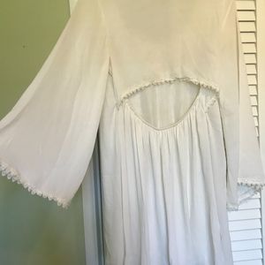 Boho Angelic Flowy White Dress with Back Cutout